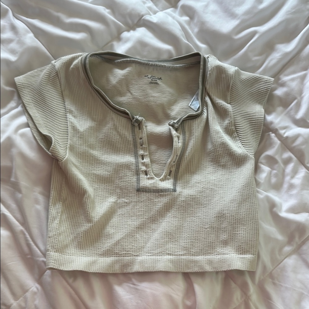 Urban Outfitters Cream Ribbed Top